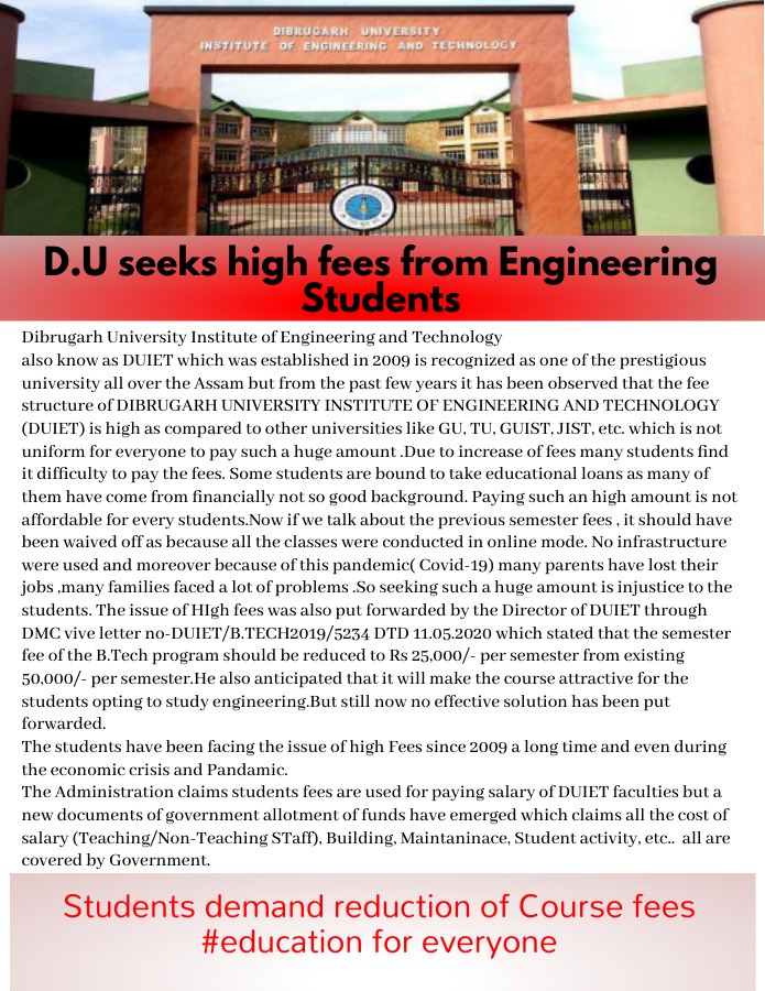 KingkuSaikia's tweet photo. #DUIET
#ReviseDUIETFee
#FeeRelaxation
#ReduceDUIETFees
#Dibrugarh_University

@himantabiswa
@ranojpegu 
@CMOfficeAssam

@guwahatiplus @indiatvnews @LiveLawlndia @assamtribuneoff
@indiacom @TimesNow @livemint @htTweets @ANI @PragNews @News18Northeast @DY365 @NewsLiveGhy https://t.co/ZrTbibO8kd