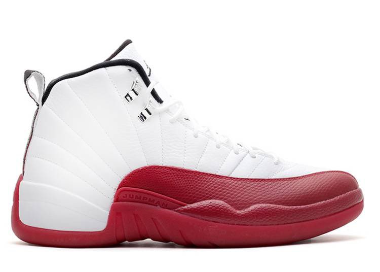 white & red jordan 12