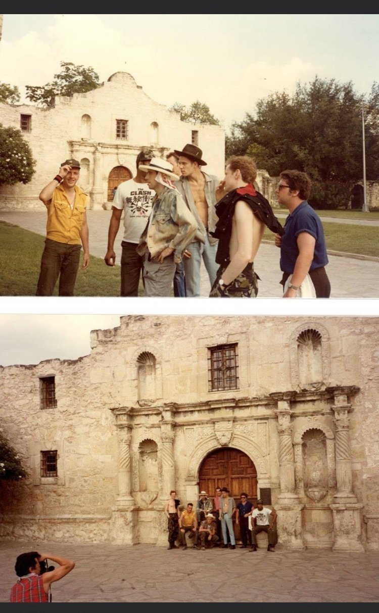   The Clash at the Alamo visiting Joe Ely. Happy birthday Mick Jones. 