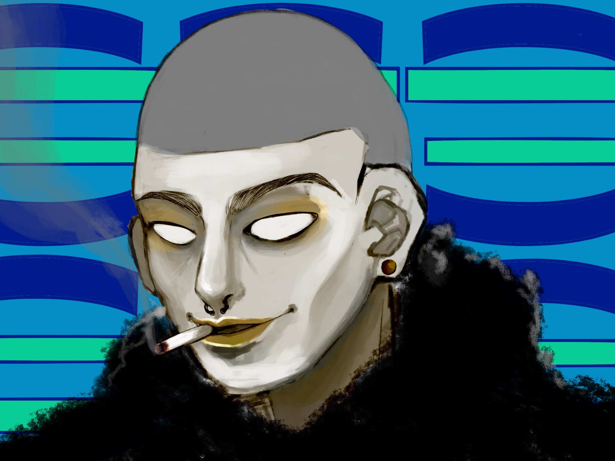 ほうれん草のおひたし ちょっとオネエさんって感じがあって気に入ってる 坊主 スキンヘッド オネエさん タバコ イラスト 絵描きさんと繋がりたい T Co 0maqrljbzg Twitter