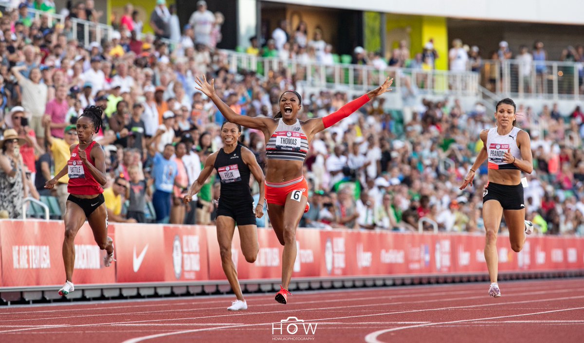 HowLao's tweet photo. Gabby Thomas runs 21.61 (World Lead, Meet Record, Personal Best) - #3 all time behind Flo Jo
Celebrating as she crosses the finish line in the 200m at the Olympic Trials!
#OlympicTrials #TrackTrials #TrackTown20 #TrackFieldTrials21 https://t.co/3CVyDhWhM1