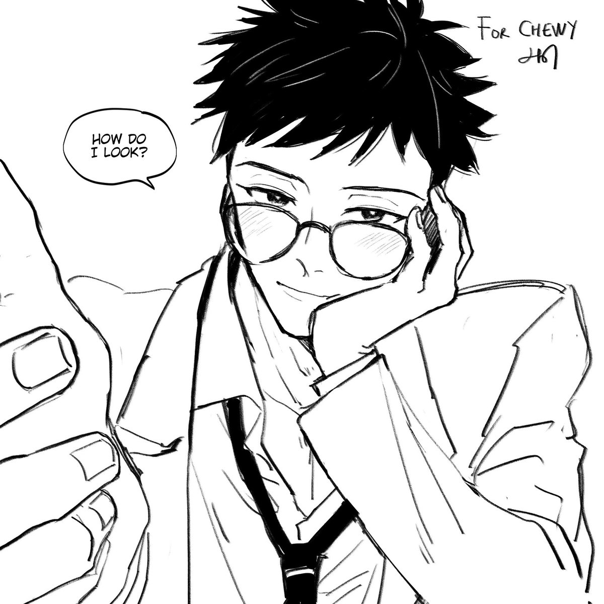 Doodle redeem for @chewylea , Mori senpai with glasses from #OuranHighSchoolHostClub 
