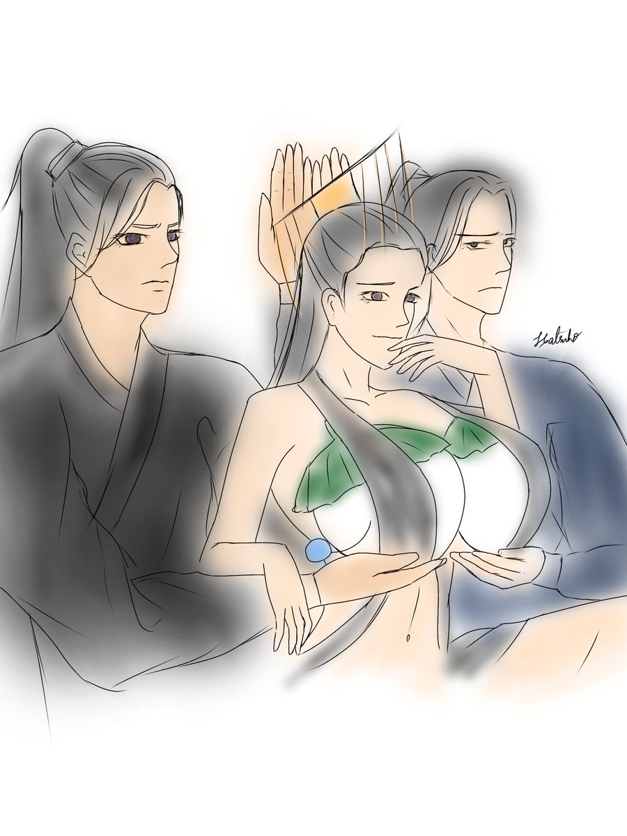 Hatsukoart's tweet photo. just a quick sketch of Mo ran ,Mo weiyu, Ta xianjun 
record of ragnarok version  ><
#moran #txj #moweiyu #2ha https://t.co/fVgLOt0Xrf