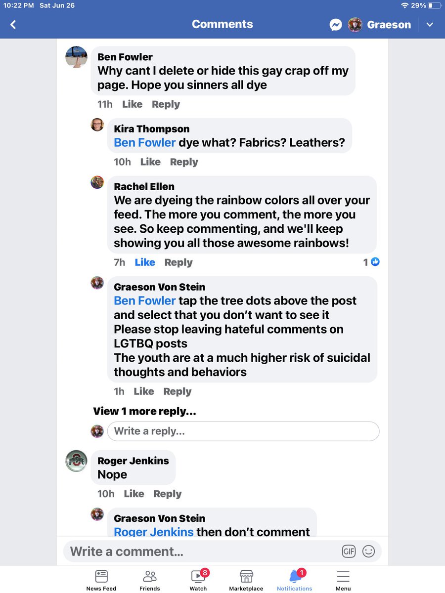 VonGraeson's tweet photo. @Facebook Wishing death on LGTBQI people isn’t against your community standards, shame on you #FacebookBullies #FacebookHomophobic https://t.co/Ulzr05Wcxy