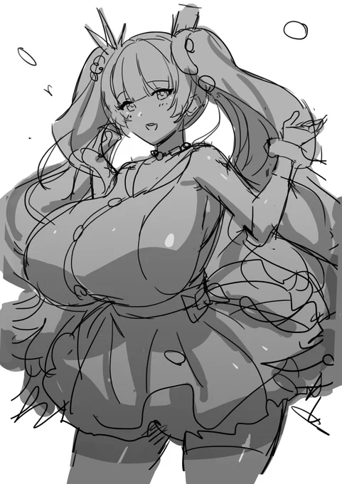 3000フォロー記念プレゼント企画のアイコンイラストがまだだったので、とりあえずラフ進捗だけでも上げておこうかな! 