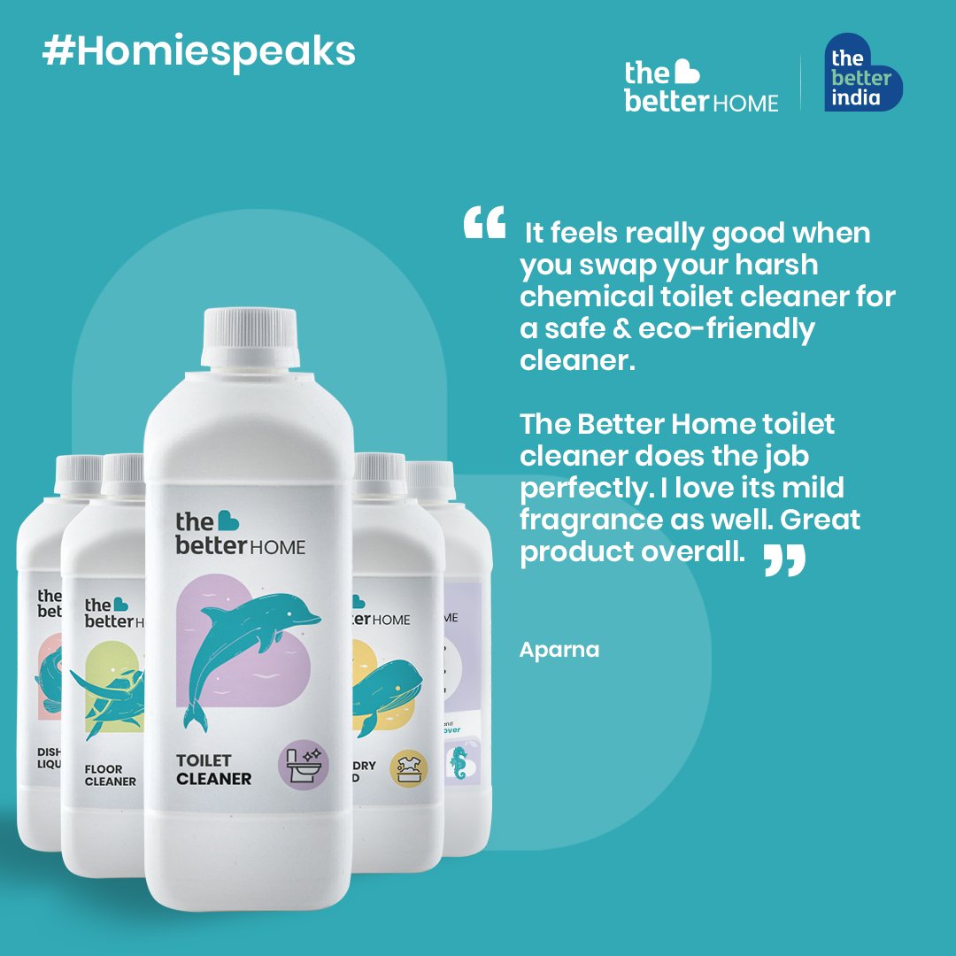 Look what our Homie, Aparna, has to say about The Better Home's safe & effective Toilet Cleaner.⁠

#safeforyou 😊
#safeforyourfamily 👨‍👩‍👧‍👧
#safefortheplanet 🌏