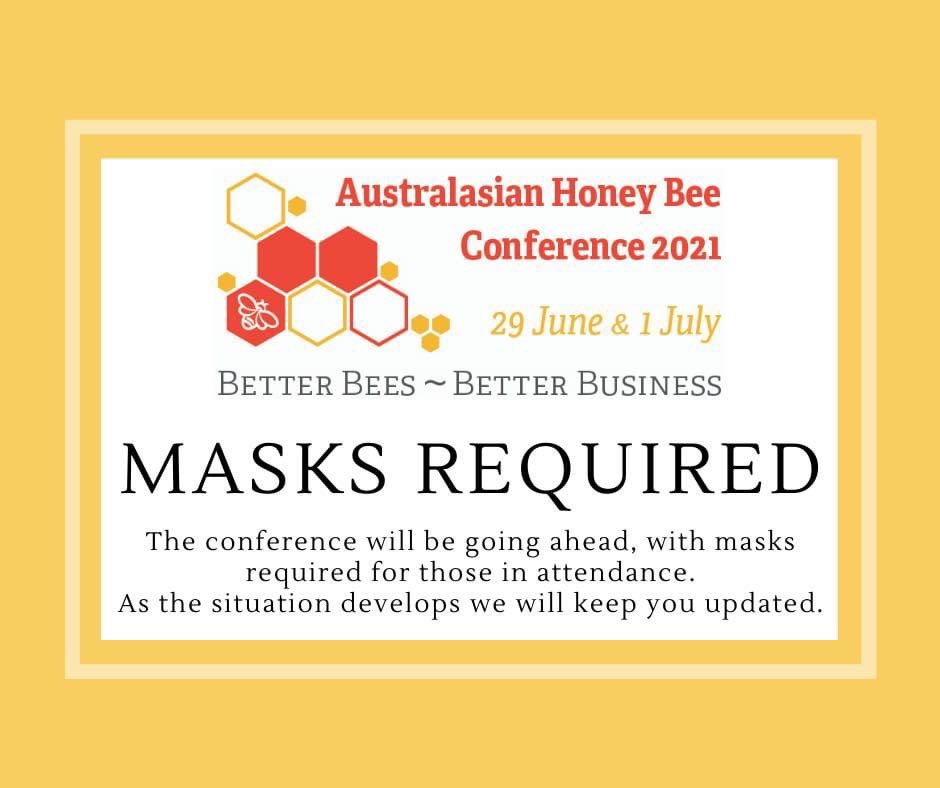 betterbees2021's tweet photo. 📣 The #conference is still continuing with masks! We will keep you updated as the situation develops 📣 #betterbees2021 #perth #covid19WA https://t.co/a7zPBlfneP