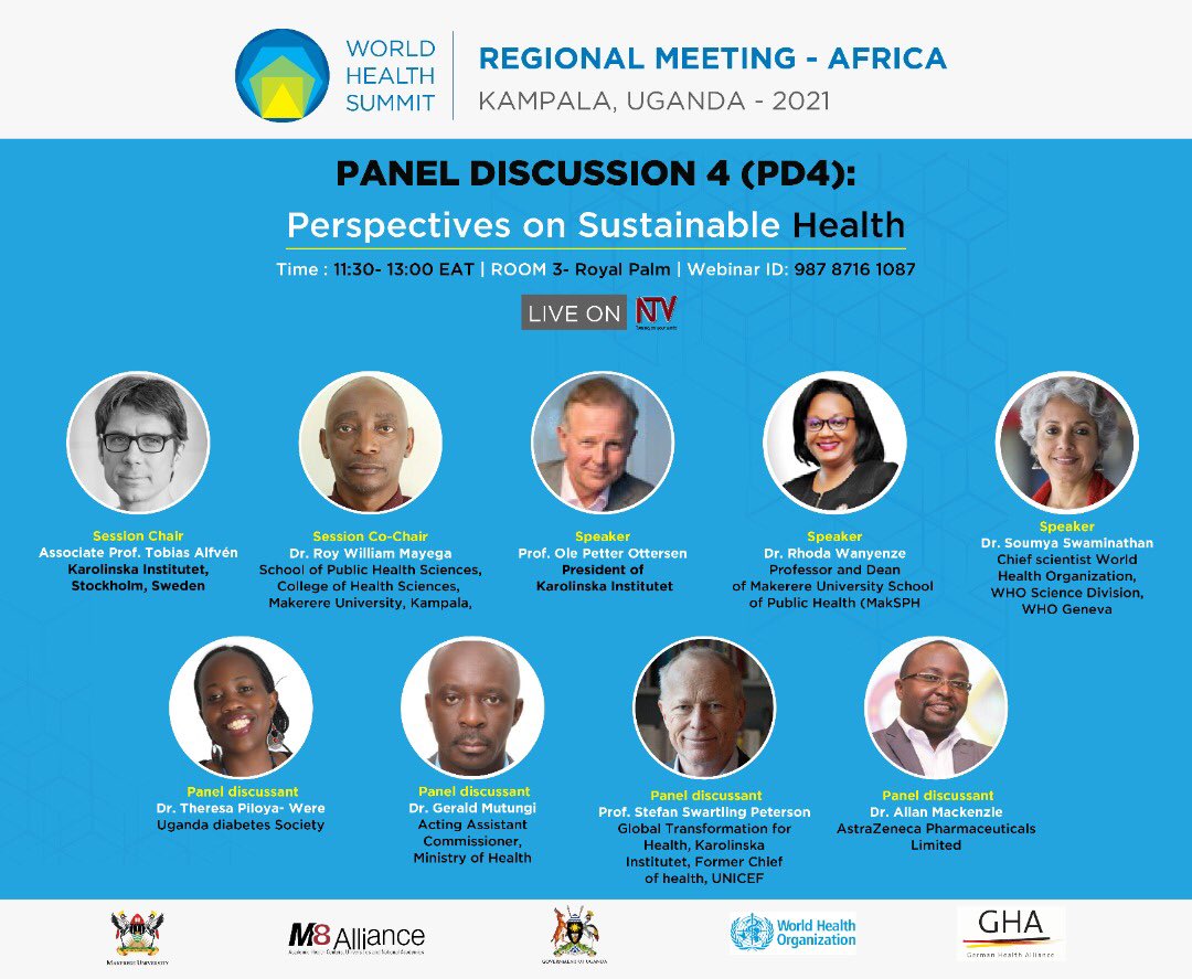 The @WorldHealthSmt Regional Meeting Africa 2021 will feature various discussion topics on health with participants from over 100 countries. It will be live on @ntvuganda 
Topic: Advancing Technology for Health in Africa. 
#WHSKampala 
#M8Alliance 
#WHS2021