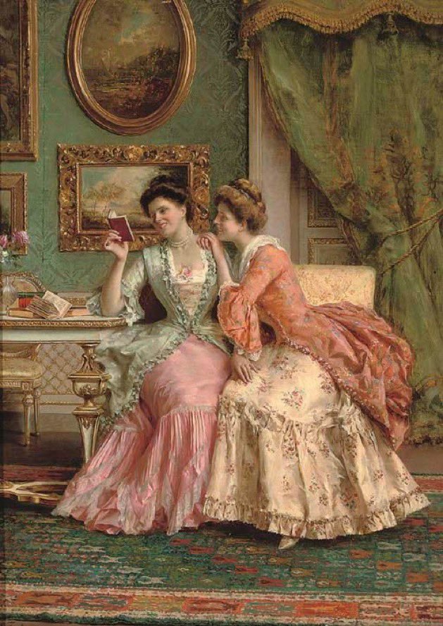galacticidiots's tweet photo. My second favourite type of painting is “girls reading the illicit romance novels they passed around like contraband during tea parties while their chaperones weren’t watching” https://t.co/mFhQCpRycI