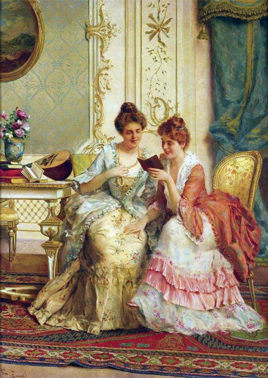 galacticidiots's tweet photo. My second favourite type of painting is “girls reading the illicit romance novels they passed around like contraband during tea parties while their chaperones weren’t watching” https://t.co/mFhQCpRycI