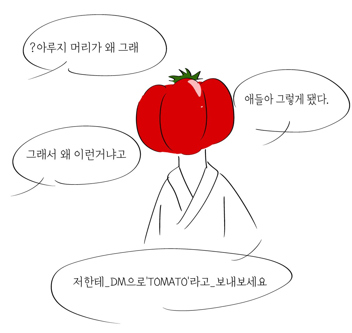 저 한테 dm 으로 tomato 라고 말해 보세요
