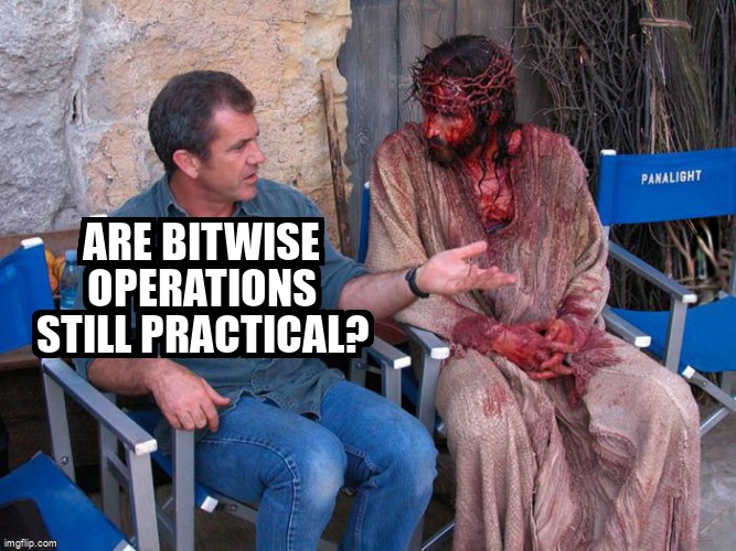 overflow_meme's tweet image. Are bitwise operations still practical? stackoverflow.com/questions/6559… #bitmanipulation #bitwiseoperators #c