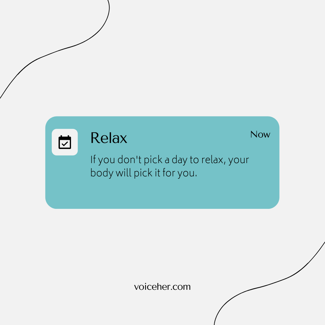 wearevoiceher's tweet photo. Friendly Reminder!
Sometimes the most productive think you can do is to relax! https://t.co/H4w7U9T8kn