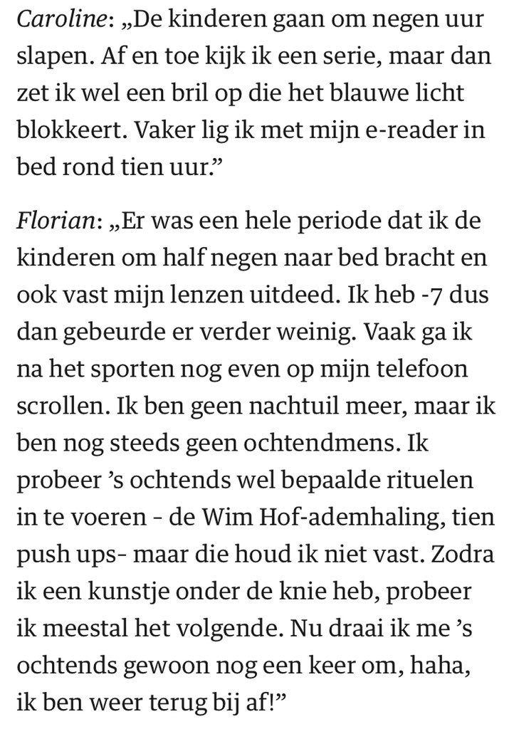 Allebei een Tesla, 's ochtends in een koudwaterton van Wim Hof zitten, ontbijten met MCT-olie en granola, even in je dankbaarheidsboekje schrijven, 's avonds een bril die blauw licht blokkeert: ik heb weer genoten van Spitsuur.