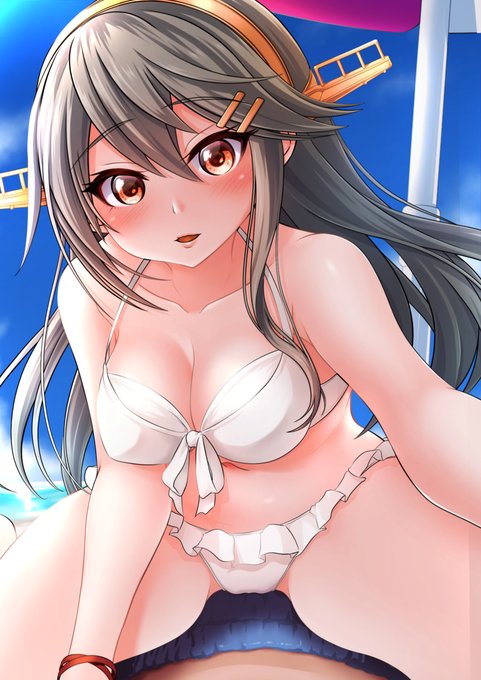 ビーチで馬乗り榛名 #艦これ #艦隊これくしょん #榛名 https://t.co/vdkmUAAexB 