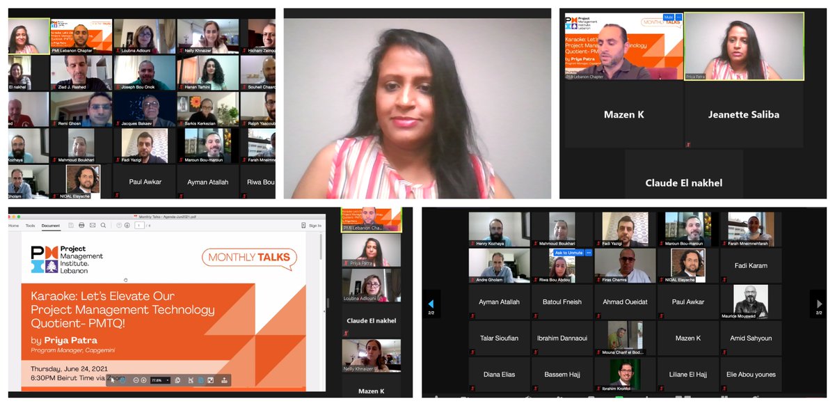priyaPatra's tweet image. A virtual trip to Lebanon - Well-arranged webinar, enthusiastic participants, and intriguing discussions on how to raise your PMTQ !
And yes a lot of invites to visit Lebanon ( physically) in the near future!
Thanks, @PMILebChapter  for the invite.
#speakerpriya #futureofPMWork