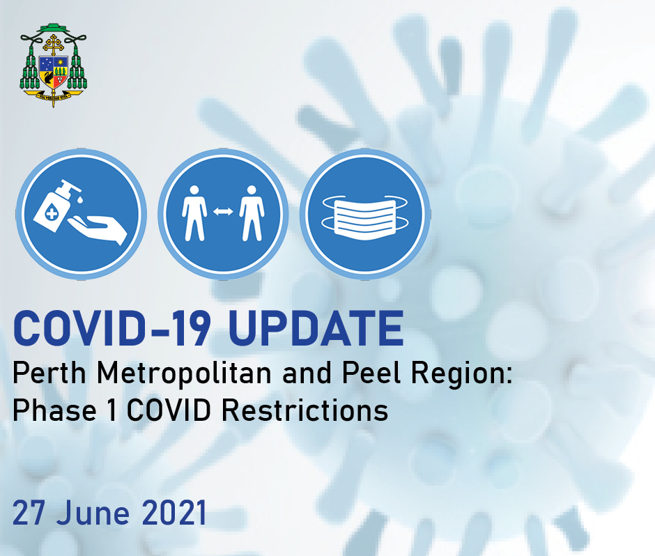 Perth Archbishop Timothy Costelloe SDB has this afternoon issued a statement in regards to the Perth Metropolitan and Peel Region entering into Phase 1 COVID Restrictions.

bit.ly/3dkXe53