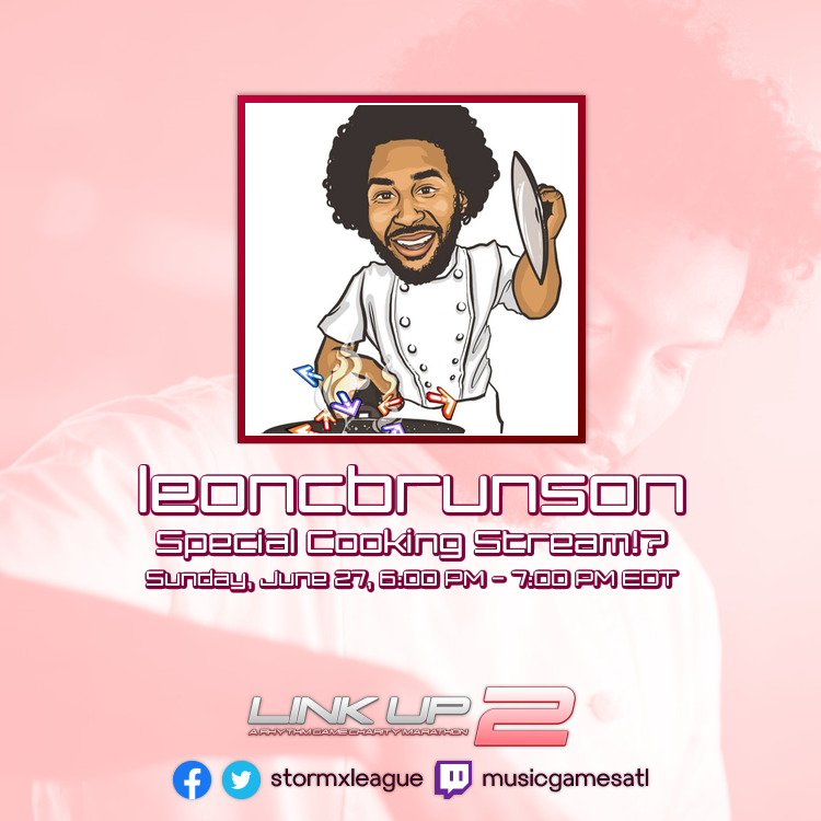stormxleague's tweet photo. Up next: Let's cook with our favorite celebrity DDR/ITG chef! #LinkUp2
Donate: https://t.co/7pziJwqsAe
Schedule: https://t.co/5u7y3lHFWJ
Twitch: https://t.co/PEakzNmtBc
Discord: https://t.co/xoXBewWuGe https://t.co/ctfhNlPQUQ
