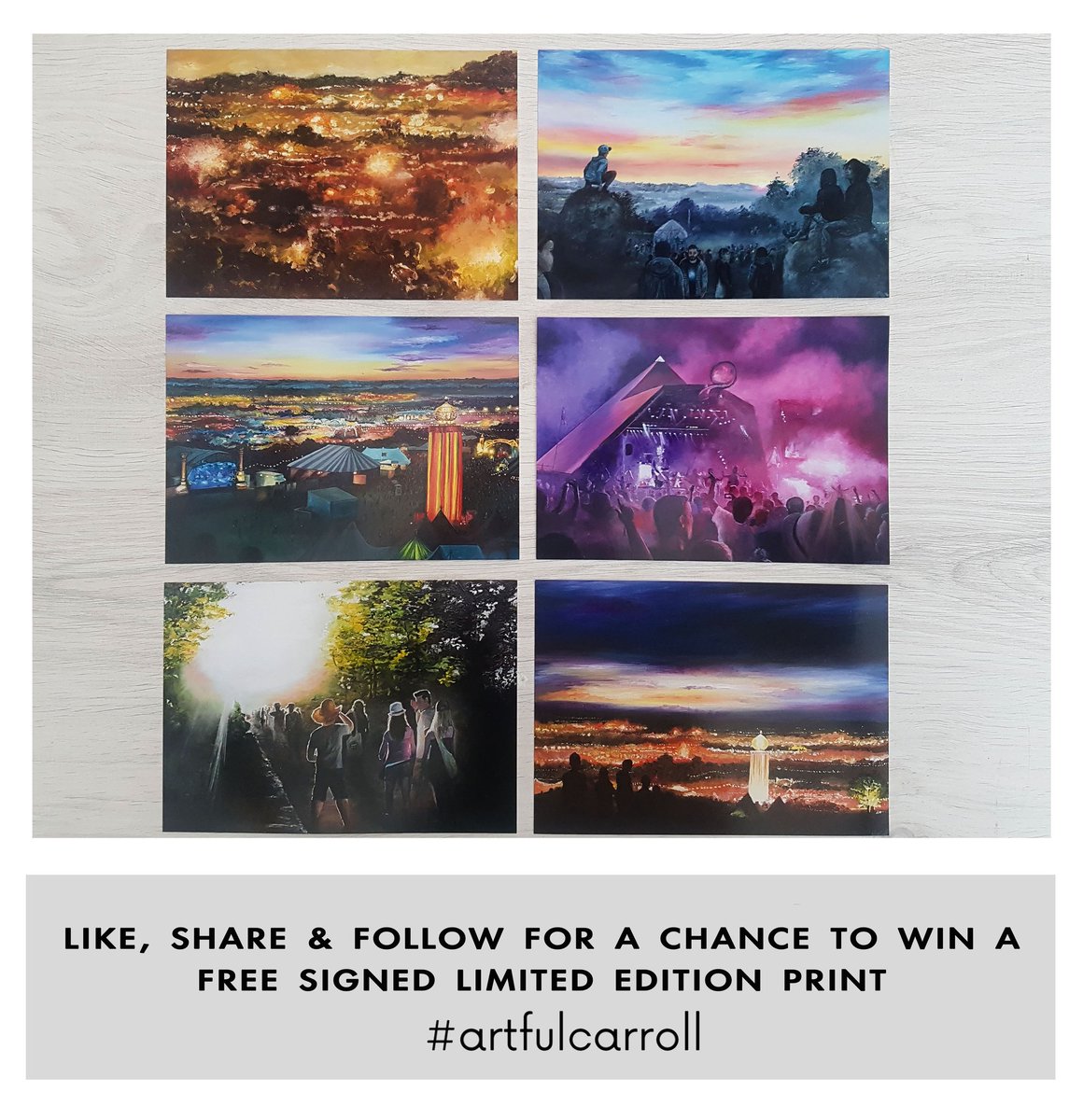 Hopefully we've all enjoyed our last #Glasthomebury and this time next year we'll be squeezing the last drops of real #glastonbury magic from Worthy Farm. 🙏

To celebrate I'm giving away a FREE 6 pack of my A5 Glossy Art Print Cards. Like &amp; RT for your chance to win.