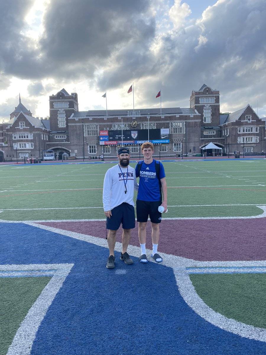 mason_rohmiller's tweet photo. Had a great time yesterday at the @PENNfb camp! Thanks @CoachDupont and @CoachPriore for having me!! https://t.co/iIGtDj08ID