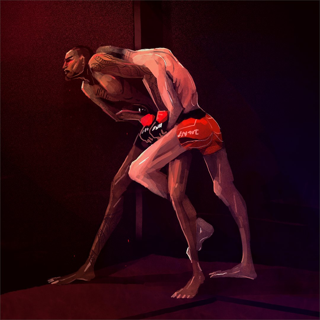 At #ufcvegas30 <a href="/DamirHadzo/">Damir Hadzovic</a> and <a href="/ymedeiros/">Yancy Medeiros</a> preserve the high effort sanctity of the prelims, fighting to complete exhaustion, very good #mmaart #figuredrawing