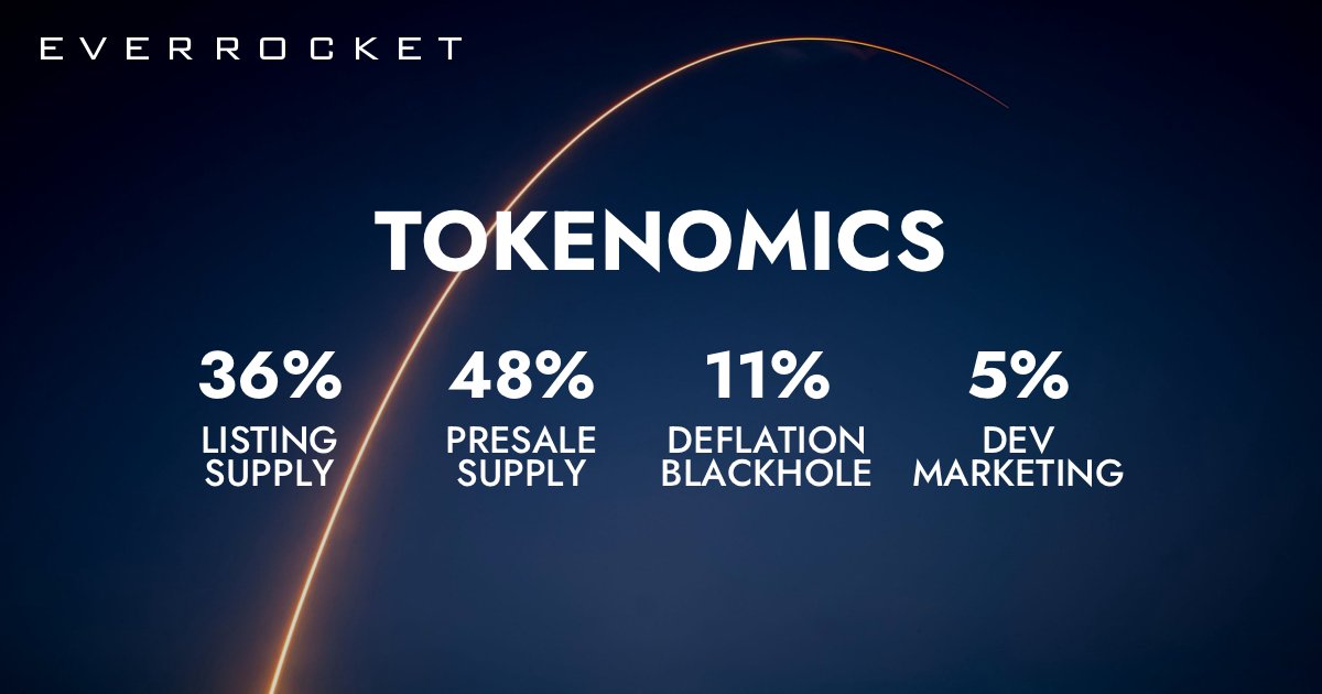 EverRocketBSC's tweet photo. There will initially be 1 quadrillion $EVR tokens, but getting burnt little by little with every transaction, thanks to the hyper-deflationary blackhole.

EverRocket will have a fair-presale on DxSale, details will be coming soon. The treasury fund is locked for 2 weeks.

#BSCGem https://t.co/CjUTEHZLse