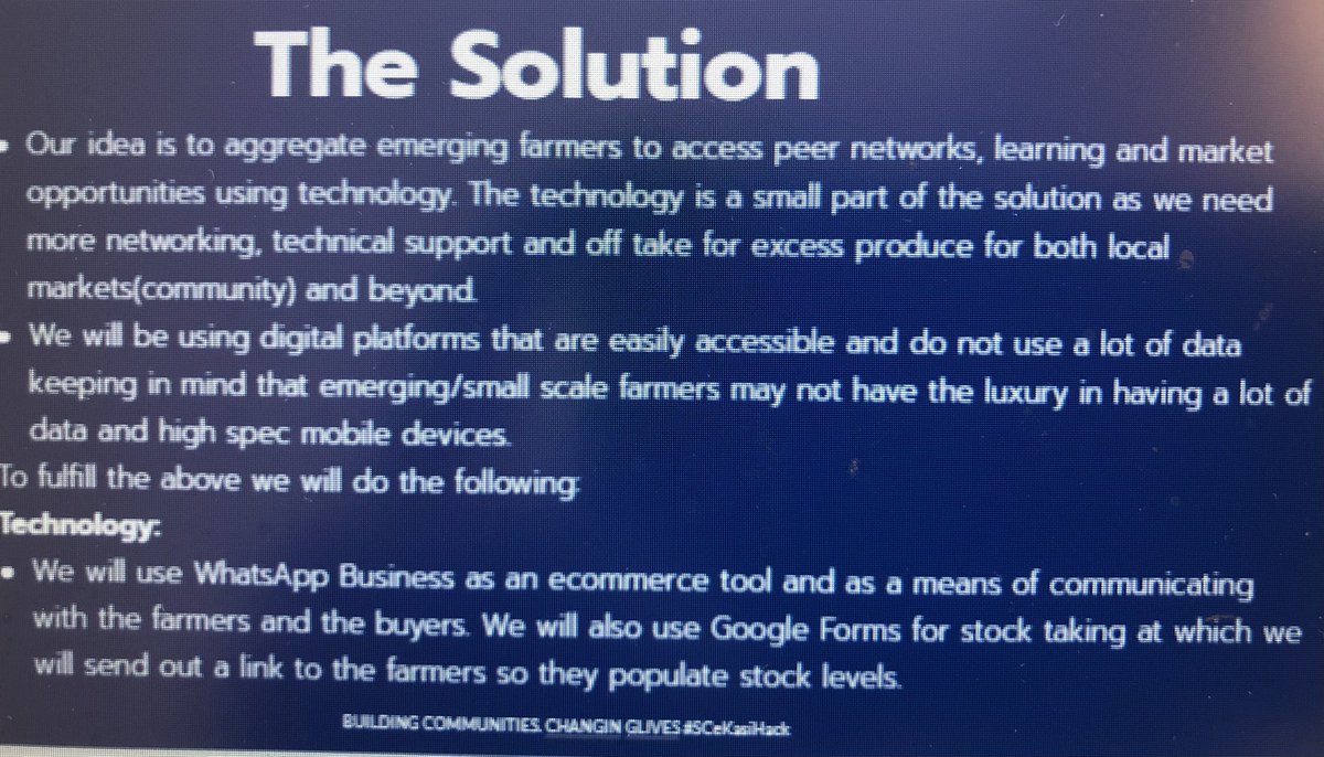 SiliconCape's tweet photo. With a100 farmers already signed up Team BeesMove is helping small scale farmers aggregate emerging farmers to access peer networks, learning and market opportunities using tech. #SCeKasiHack https://t.co/pcibkFSZUK