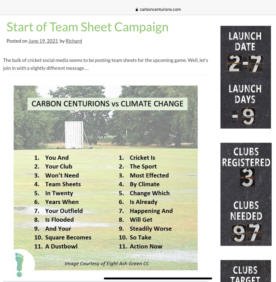 ToppersSnr's tweet photo. Terrific to see what @eagcc &amp; @carboncenturion are achieving with modern amateur cricket clubs to help the environment. 

They want 100 cricket clubs to join them this week to achieve a great goal. 

Contact 01473 851287 /email centurions@neutralterritory.com for more info &amp; help https://t.co/zaJjjPsrTM