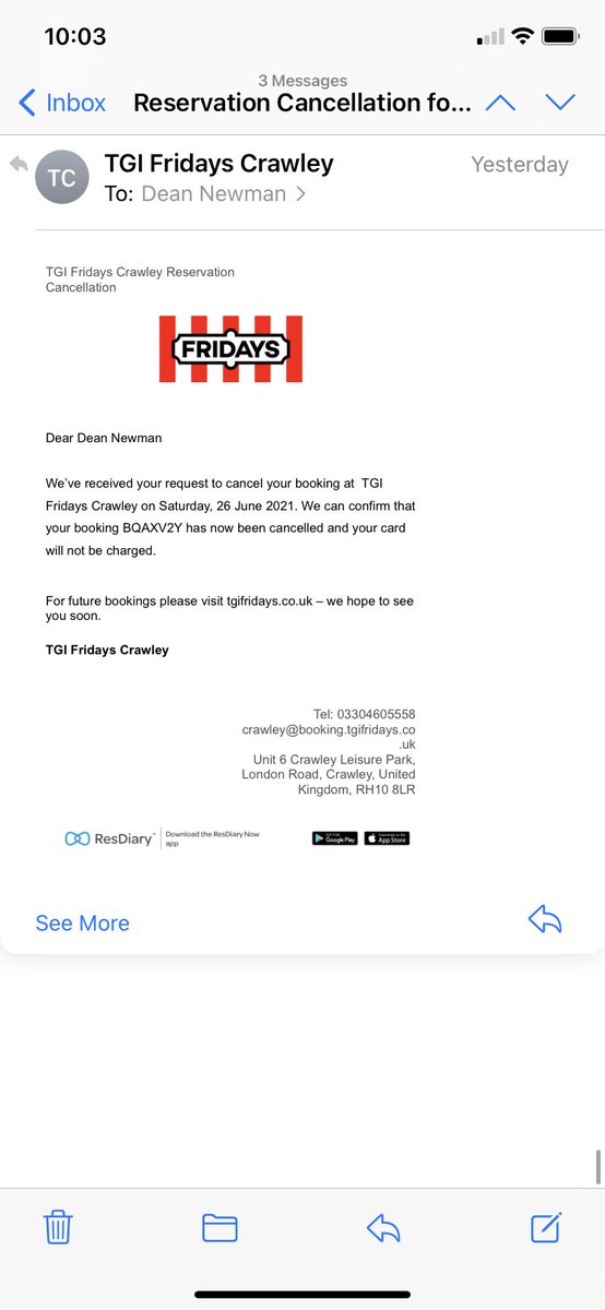 DeanNewman19's tweet photo. So apparently I requested to cancel my reservation as per this e mail! another shocking tactic. I certainly did not “request to cancel” we was refused entry for having a baby!!! and still silence from your end. Disgraceful. https://t.co/RsWQCWXqXT