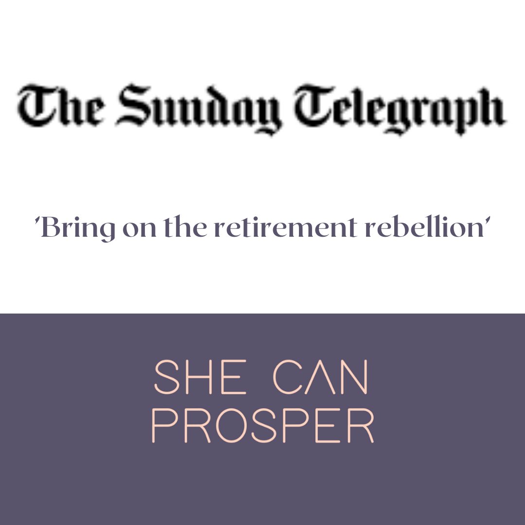 Today Diane Watson, founder of She Can Prosper is featured in The Sunday Telegraph in an interview with <a href="/MarinaGaskMedia/">Marina Gask</a> 
‘Bring on the retirement rebellion’ focuses on what stepping off the treadmill looks like #planforretirement #retirementplanning #retirementgoals