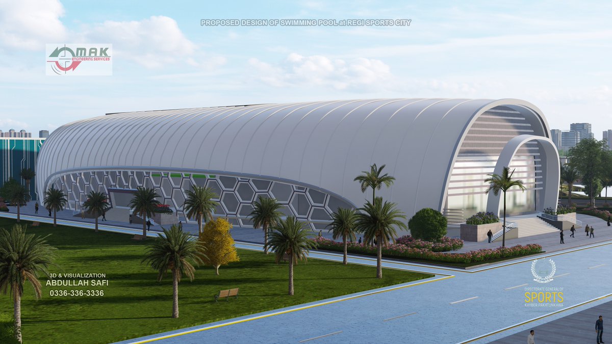 AbidMajeed1969's tweet photo. Detailed designs, 3D models of Football Stadium &amp; Swimming Pool for Regi Sports Complex r now final. Rest facilities 3D models with final animation under development alongwith cost estimates to be submitted for approval &amp; allocation of funds
#KPSports https://t.co/n2yJqahkbe