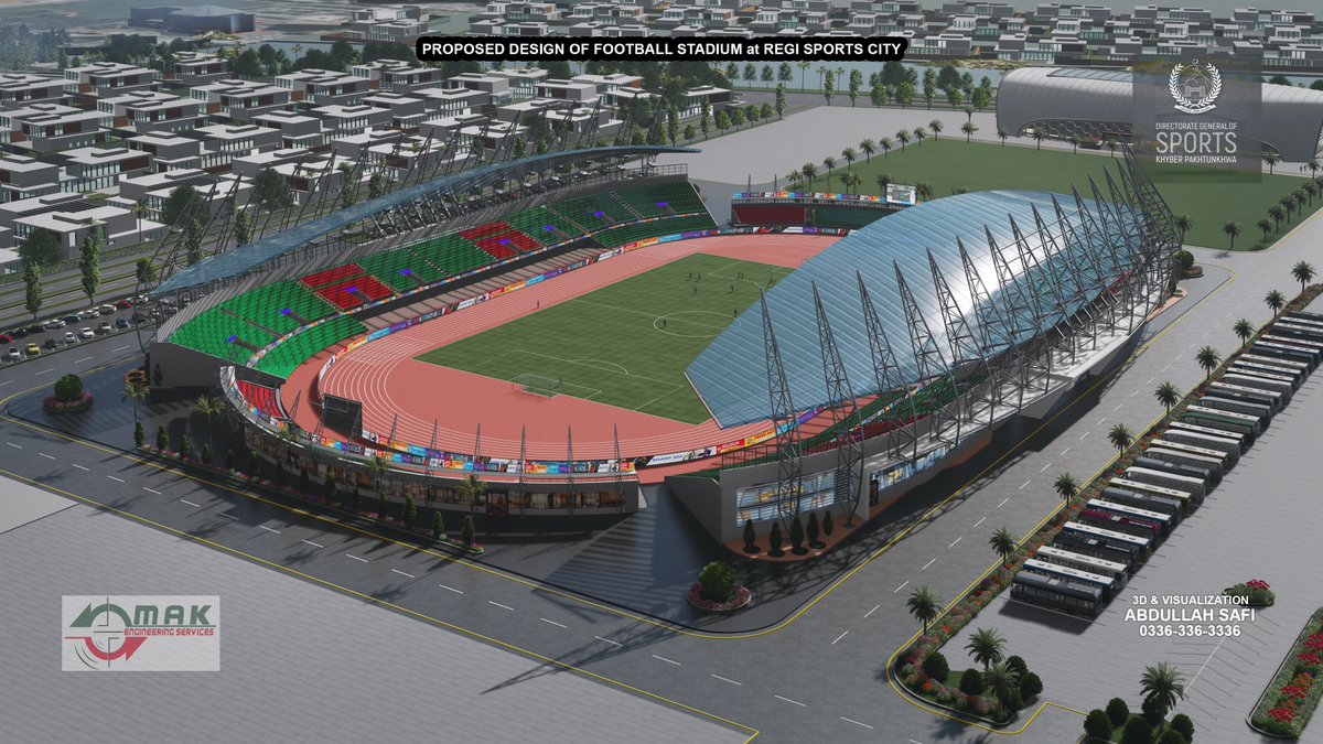 AbidMajeed1969's tweet photo. Detailed designs, 3D models of Football Stadium &amp; Swimming Pool for Regi Sports Complex r now final. Rest facilities 3D models with final animation under development alongwith cost estimates to be submitted for approval &amp; allocation of funds
#KPSports https://t.co/n2yJqahkbe