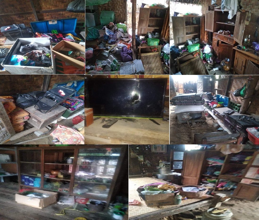 DEPAYIN, Sagaing:

On June 26, SAC Terrorists raided villages in DEPAYIN. They destroyed TV, Computer, Meter Box &amp; many others in Myin Tant village. And looted gold, cash, phones, clothes, generator &amp; items from groceries. ABDUCTED a villager

#June27Coup #WhatsHappeningInMyanmar