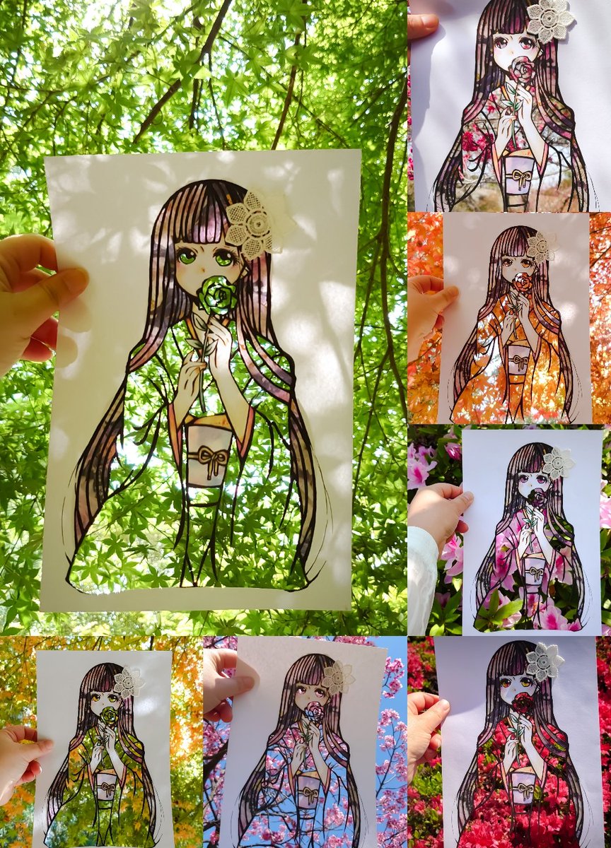 色んな人に見て頂けた着物の切り絵。
オリジナルキャラクターですが名前はありません…。
またこの娘でいつか切り絵を作りたいと思います。

今年も沢山重ねて行きたい。