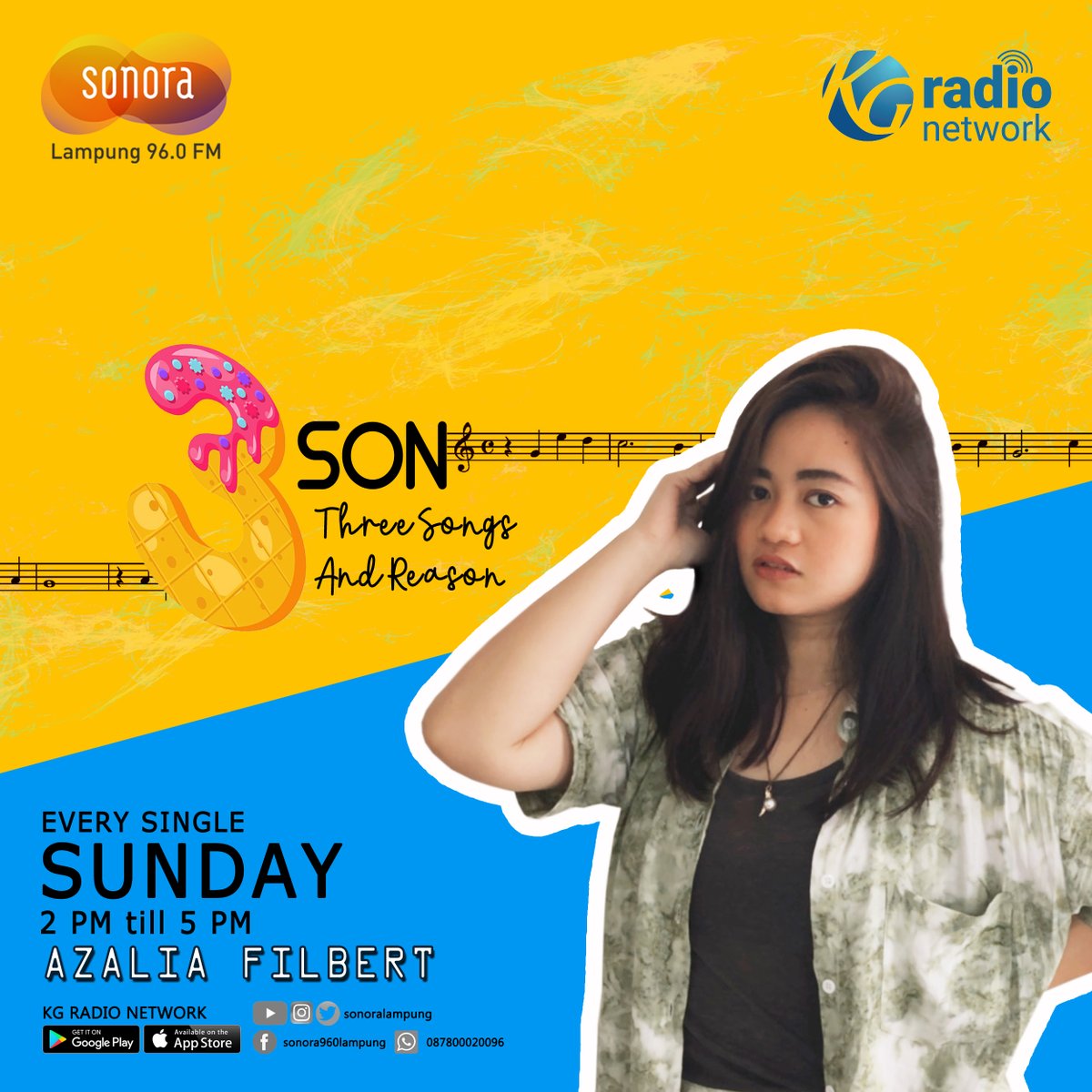 sonoralampung's tweet photo. #THREESON
Three Songs And Reason 🎶
Ada Azalia Filbert @azaliafilbertt yang nemenin kamu sampai sore nanti, yuk REQUEST!di 087800020096

https://t.co/RfSFuaB7I2 https://t.co/sYfG7ttscI
