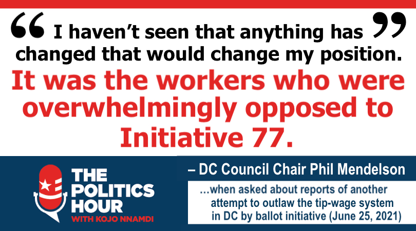 DC Council Chair Phil Mendelson on reports of another ballot initiative attempt to outlaw tip-wage system:

"I haven't seen that anything has changed that would change my position. It was the workers who were overwhelmingly opposed to #Initiative77."

#DCnightlife #JustRecoveryDC