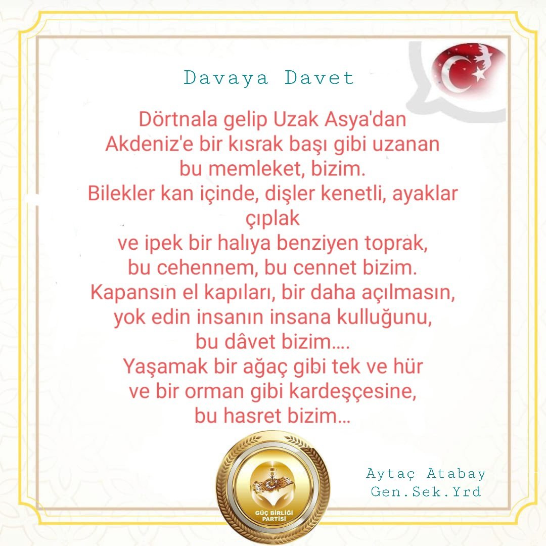 OcakPrtSozcu's tweet photo. #HepBeraber #ElEle #Nice #Güzel #Günlere..
#GucBirligiPartisi #Gbp #Altincag ☝🇹🇷🍃🤲
@Alikarnap1 https://t.co/RZDhrYl7TD