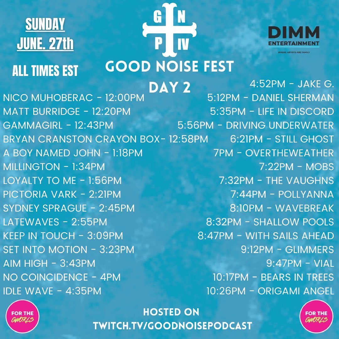 GOOD MORNING DAY 2 OF GOOD NOISE FEST 2021 STARTS AT 12 PM EST. BIGGEST LIVESTREAM FESTIVAL EVER. DONT MISS IT.