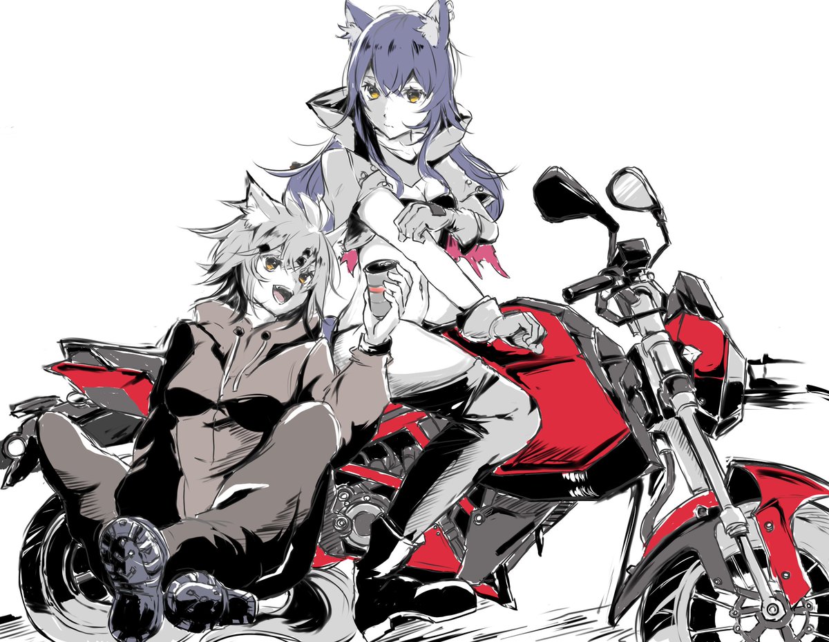 ラップランド(アークナイツ) ,テキサス(アークナイツ) 「落書き🐺🏍 」|みるいのイラスト