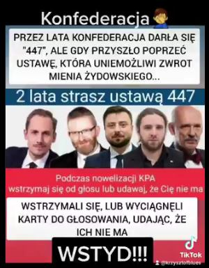 AndrzejOlkiewi's tweet photo. Ogon przed Żydami i ich bezprawnymi roszczeniami podkuliłeś Pan. Żydzi zmasowanie atakują kraj! Gdzie jest ta twoja propolskość Szanowny Panie Grzegorzu Braun? gdzie? 
@GrzegorzBraun_
 #Konfederacja #stop447 #Act447  #UstawaReprywatyzacyjna #Braun https://t.co/6ypQKrYzTp