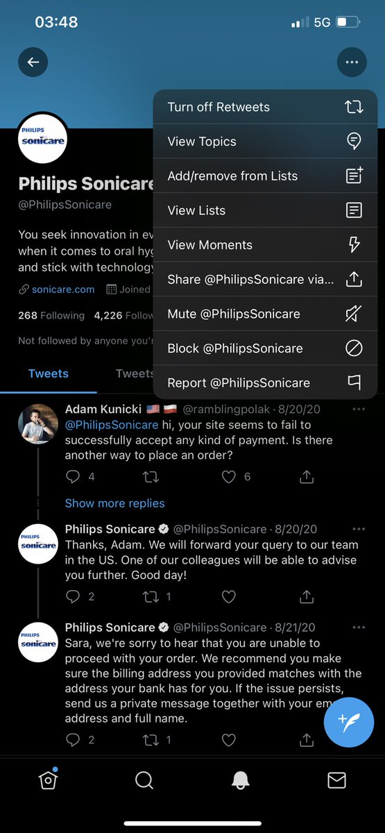 C_von_Fletcher's tweet photo. @PhilipsSonicare I think your setting are the prob now place to DM and can’t search ya in new message. https://t.co/Upf0JyTMNK