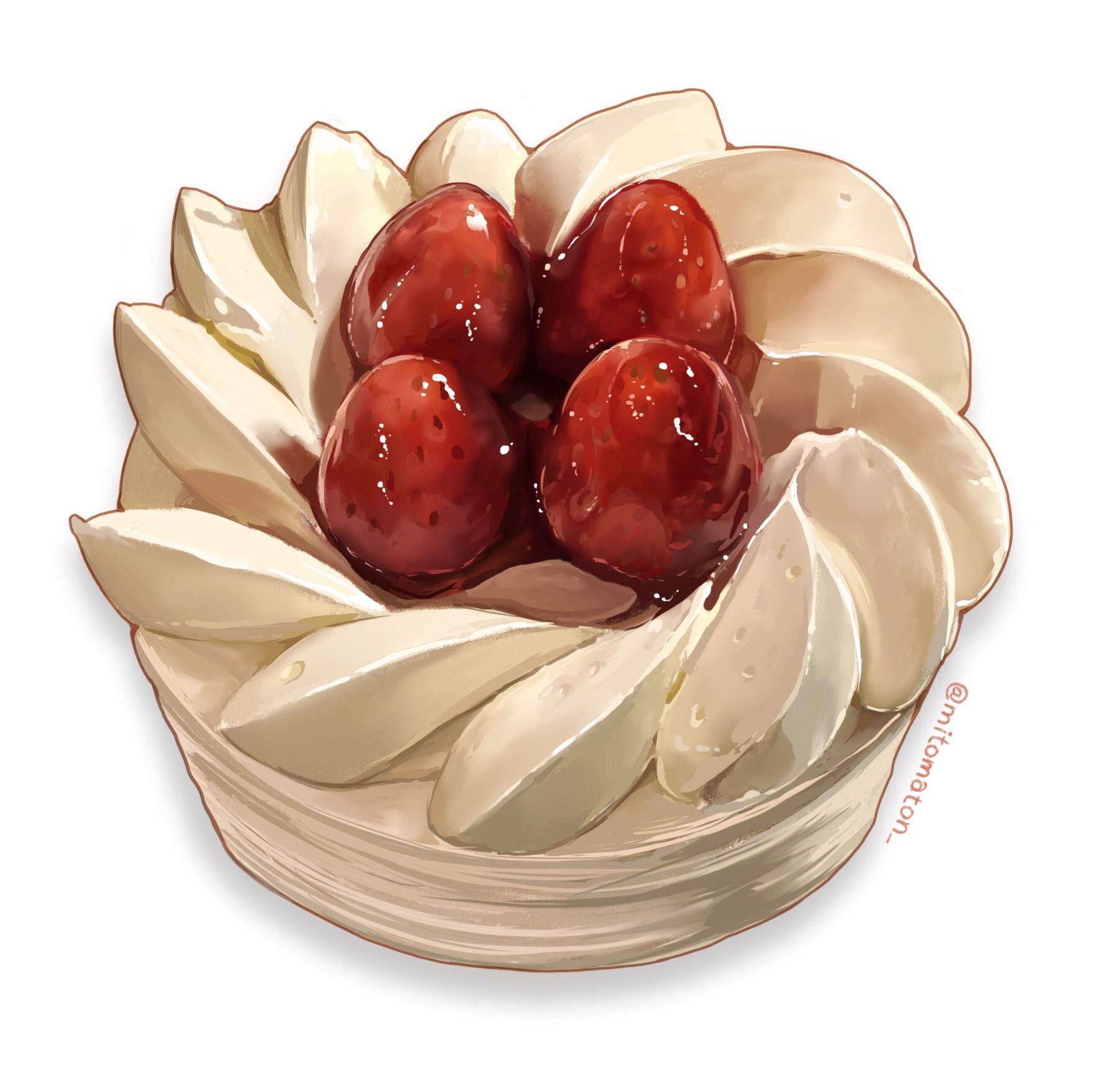ミトマトン 新しいイラストです 苺のショートケーキ ホール のイラストを描きました 以前誕生日に食べたケーキです New Illustration I Drew An Illustration Of A Strawberry Sponge Cake This Cake Is A Memorable Cake I Ate On My Birthday