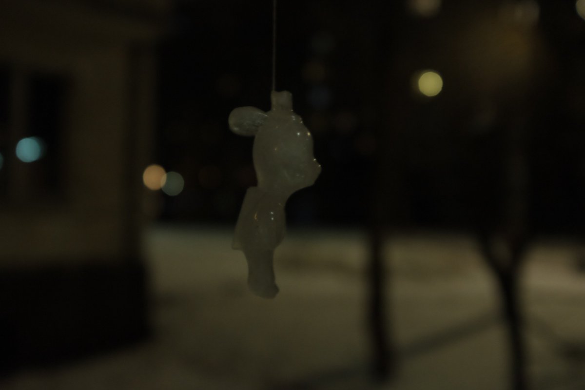 I like to work with ice. It glitters in the dark, sparkles in the sun, turns into the water in the end.