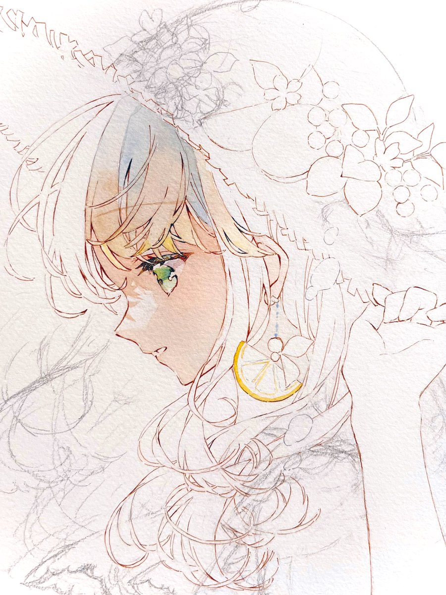 「塗り始めました*wip
#Watercolor #art 」|優子鈴(ゆこりん)◆初画集4/24のイラスト