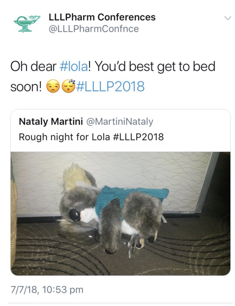 Bronslemans's tweet photo. Heading to bed now to prepare for an early start for @LLLPharmConfnce virtual tomorrow. #Lola hitting the hay too so she’s ready for the opening! Our Aussie #LLLP2018 mascot koala hoping to meet an Irish mate at #LLLP2021 tomorrow in the speed dating session #PharmEd #pharmily https://t.co/VE0LmVXzbl