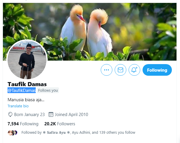 Terima Kasih <a href="/TaufikDamas/">Taufik Damas</a> sudah berkenan FollBack, Suwun Kang.....