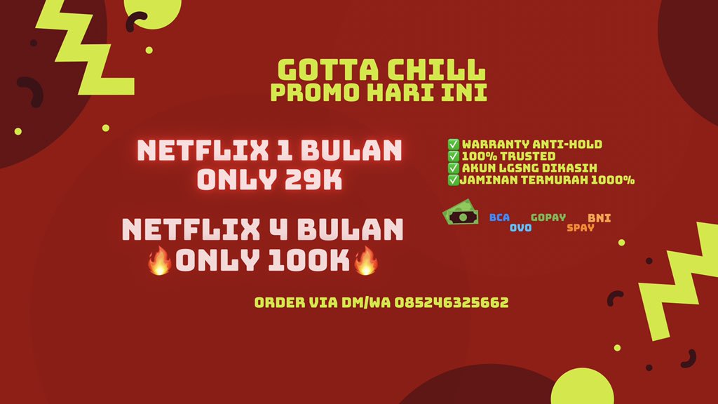 kalo mau jajan netflix di <a href="/mxarsekal/">Netflix premium murah 25K‼️ze</a> aja nihh karna ada promo jadi 29k per bulan ajaa! no vpn dan ada garansi, selain itu udah ready jadi kakak tinggal dapet aja dehh gausa nunggu lama banget. buat selengkapnya bisa cek gambar yaaps