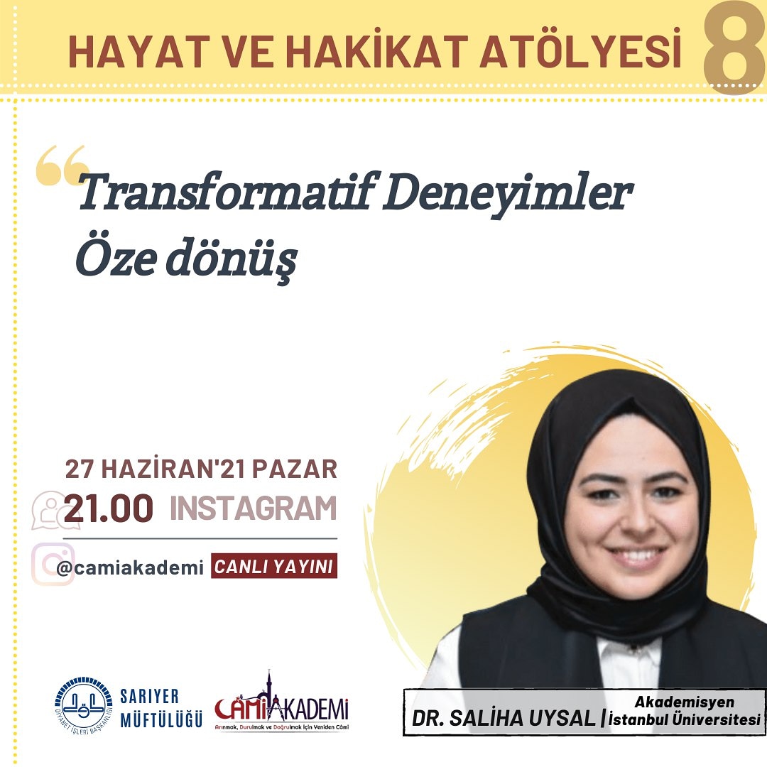 Konuğumuz Dr. Saliha Uysal Hanımefendi ile gerçekleşecek olan programımıza hepinizi bekleriz 🌿
.
#camiakademi
#itücamii
#yenidencamii
#itü1773