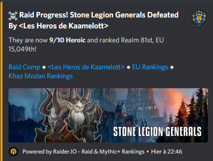 Agphis_'s tweet photo. Pour un premier progress en tant que Raid Leader, je suis pas peu fier 9/10 en HM https://t.co/an72gs3pqY