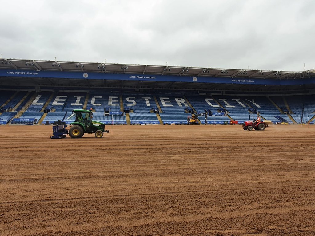 We end week 5 with it starting to look slightly green again, but only from the <a href="/GrassmaxSystems/">GrassMax Systems</a>! All root zones in, irrigation connected, multiple products applied to help balance the new sterile surface. Seed to go down as soon as the stitching is complete 🌱